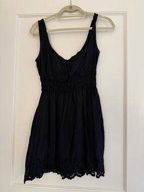 GAP Black Sleeveless Mini Dress with Eyelet Hem